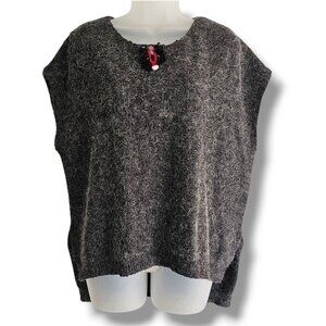 Anthropologie Willow & Clay Sweater Vest Size XS Gray Alpaca Red Embroidery